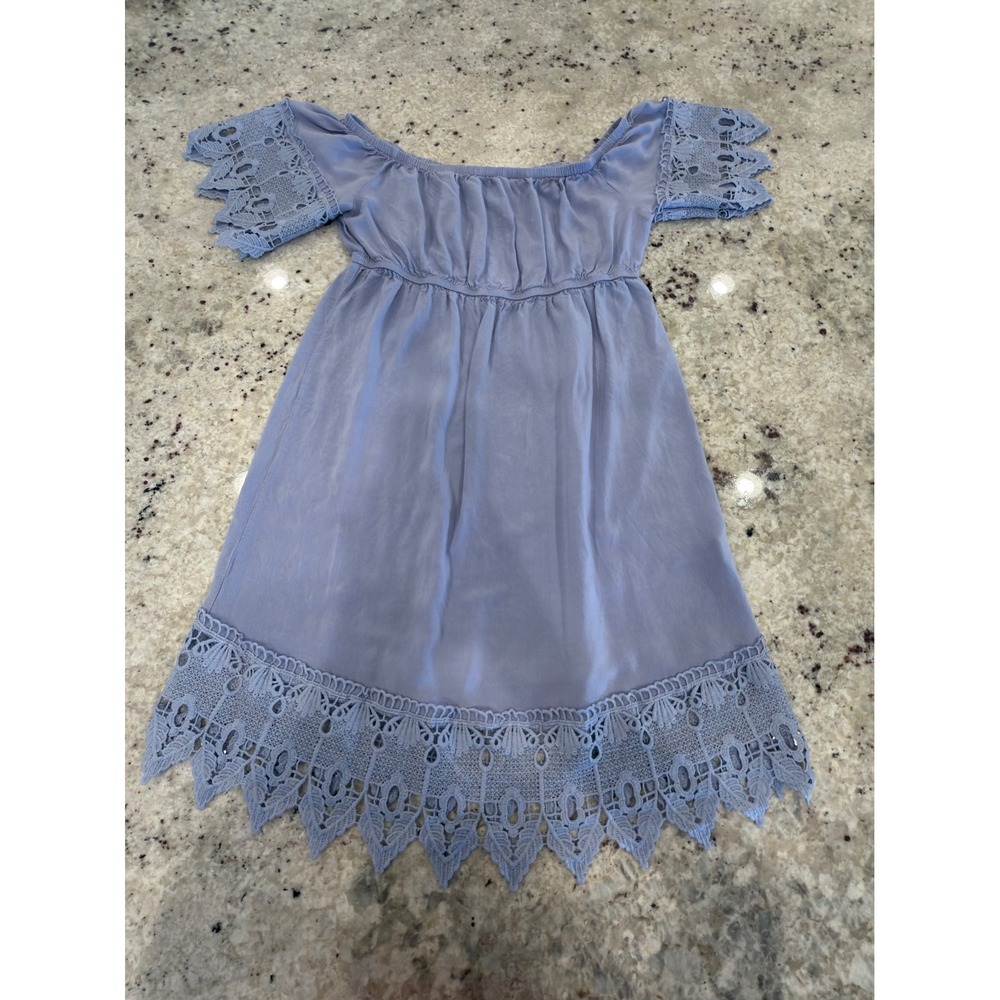 Haute Monde S Lavender Off Shoulder Lace Trim Mini Dress